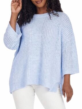 Mudpie Light Blue Knit 3/4 Sleeve Light Spring Sweater One Size